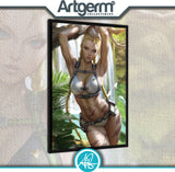 CAMMY WHITE SWIMSUIT 24x36 FRAMED CANVAS PRINT