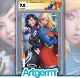 DC MARVEL SUPERMAN SPIDER-MAN #1 (ONE SHOT) CVR M STANLEY ARTGERM LAU SUPERGIRL & SILK CARD STOCK VAR CGC SS 9.8