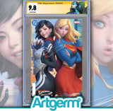 DC MARVEL SUPERMAN SPIDER-MAN #1 (ONE SHOT) CVR M STANLEY ARTGERM LAU SUPERGIRL & SILK CARD STOCK VAR CGC SS 9.8